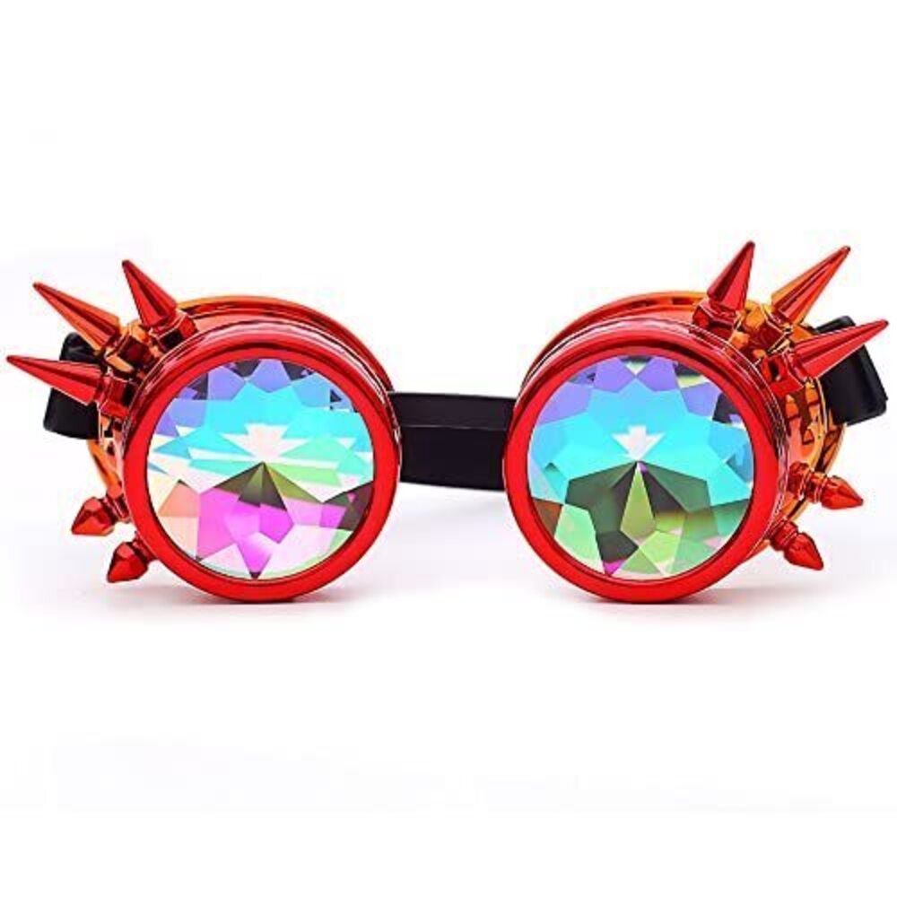 5338 Kaleidoscope Spiked Goggles with Adjustable StrapsCrystal Lenses